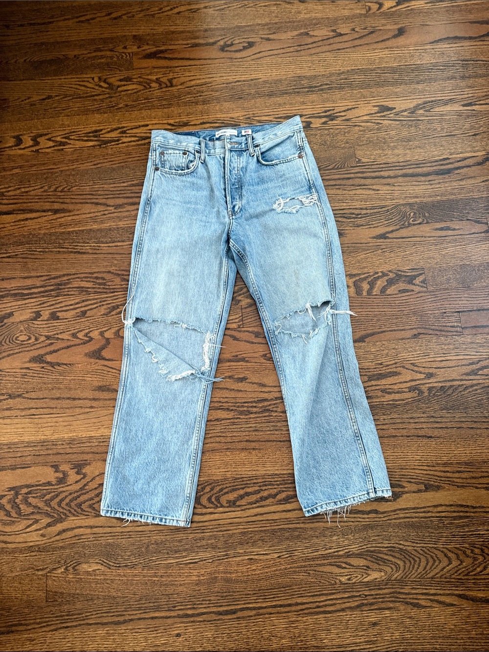 Re/Done Light Blue Distressed High-Rise Jeans
